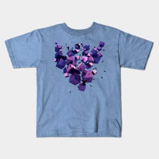 Flying Birds among 3D floating Cubes Kids T-Shirt